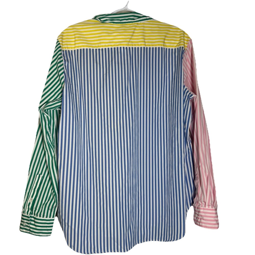 Frank And Eileen Color Block Striped Button Up Long Sleeve Multicolor L Italy - Picture 5 of 9